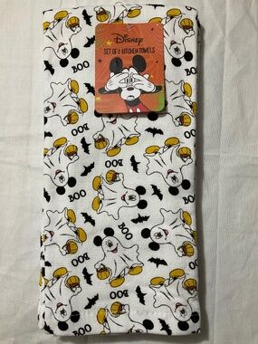 Disney Mickey Mouse Ghost Halloween Kitchen Towels Set of 2 Cotton 16x26 NWT